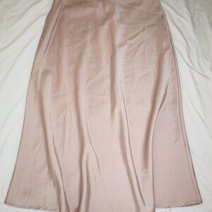 Lyaner Rose-Pink Silk Midi Skirt Size L